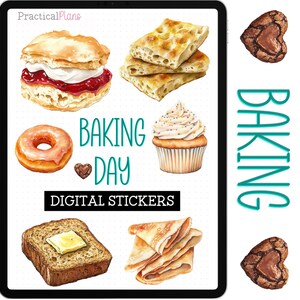 Backwaren Digitale Aufkleber | Rezept-Aufkleber | Digitales Sticker Blatt | Goodnotes-Kompatibel | Vorgeschnittene PNG-Dateien