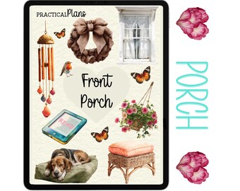 Front Porch Digital Stickers | Summer Stickers | Digital Sticker Sheet | Goodnotes Compatible | Pre-cropped PNG Files