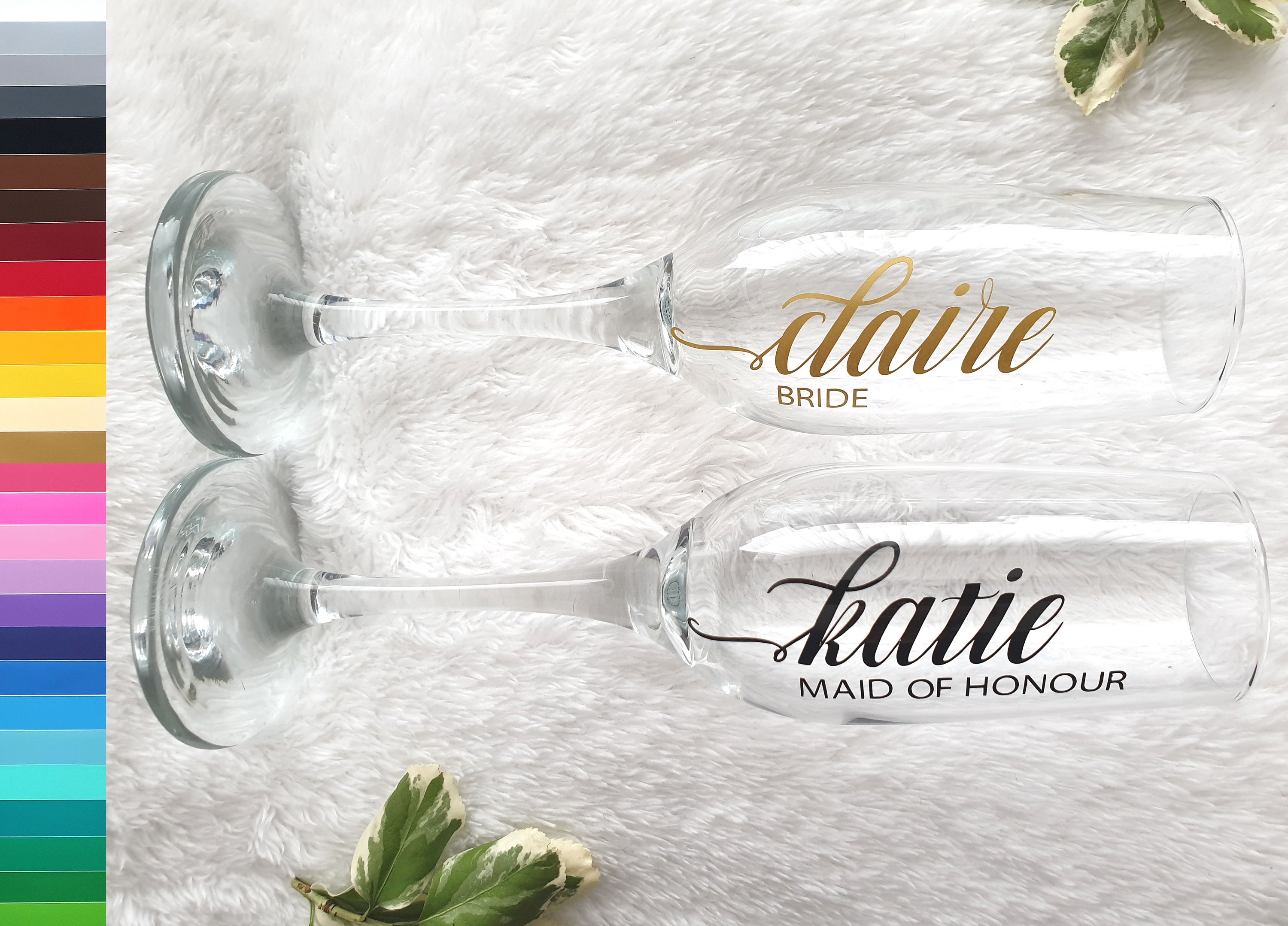 Personalised Wedding Champagne Flutes | Bride Bridesmaid Maid of Hono…