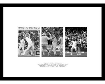 England's Greatest Allrounders - Botham, Flintoff and Stokes Cricket Photo Memorabilia