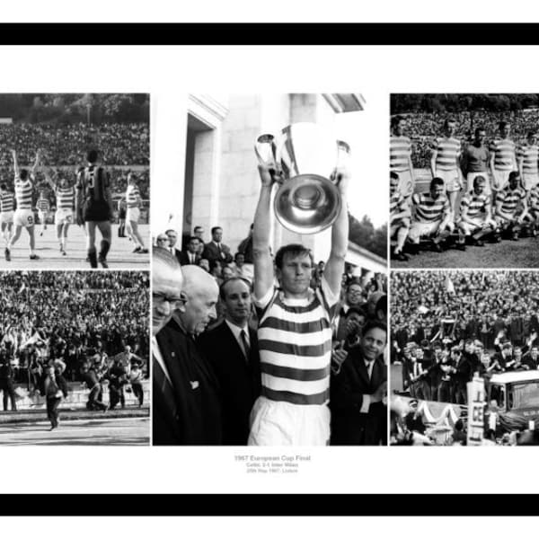 Tirage Photo 4x6 Pouces - Glasgow Celtic FC 1967 - Noir Et Blanc Brillant