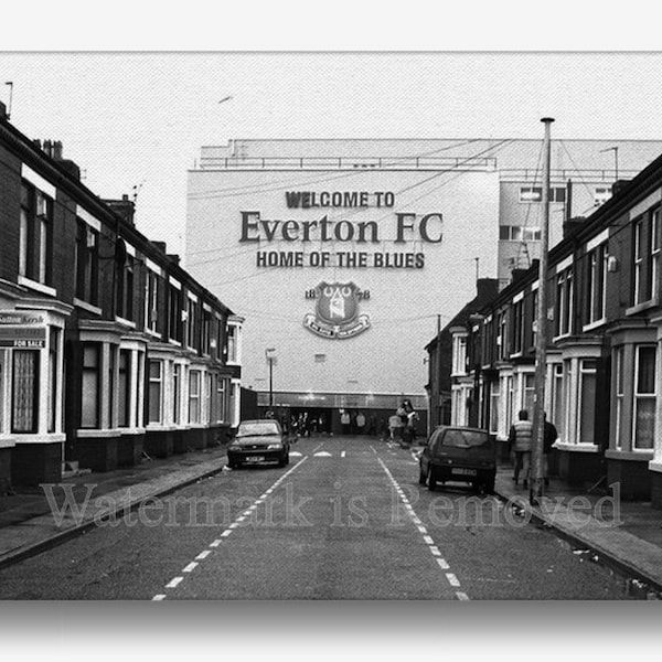 Everton FC Outside Goodison Park Stadium Photo Memorabilia