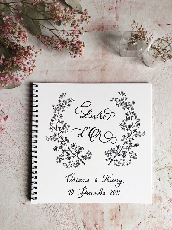 Birthday Personalised Wedding Guest Book Cherry Blossom Blank Message Book 