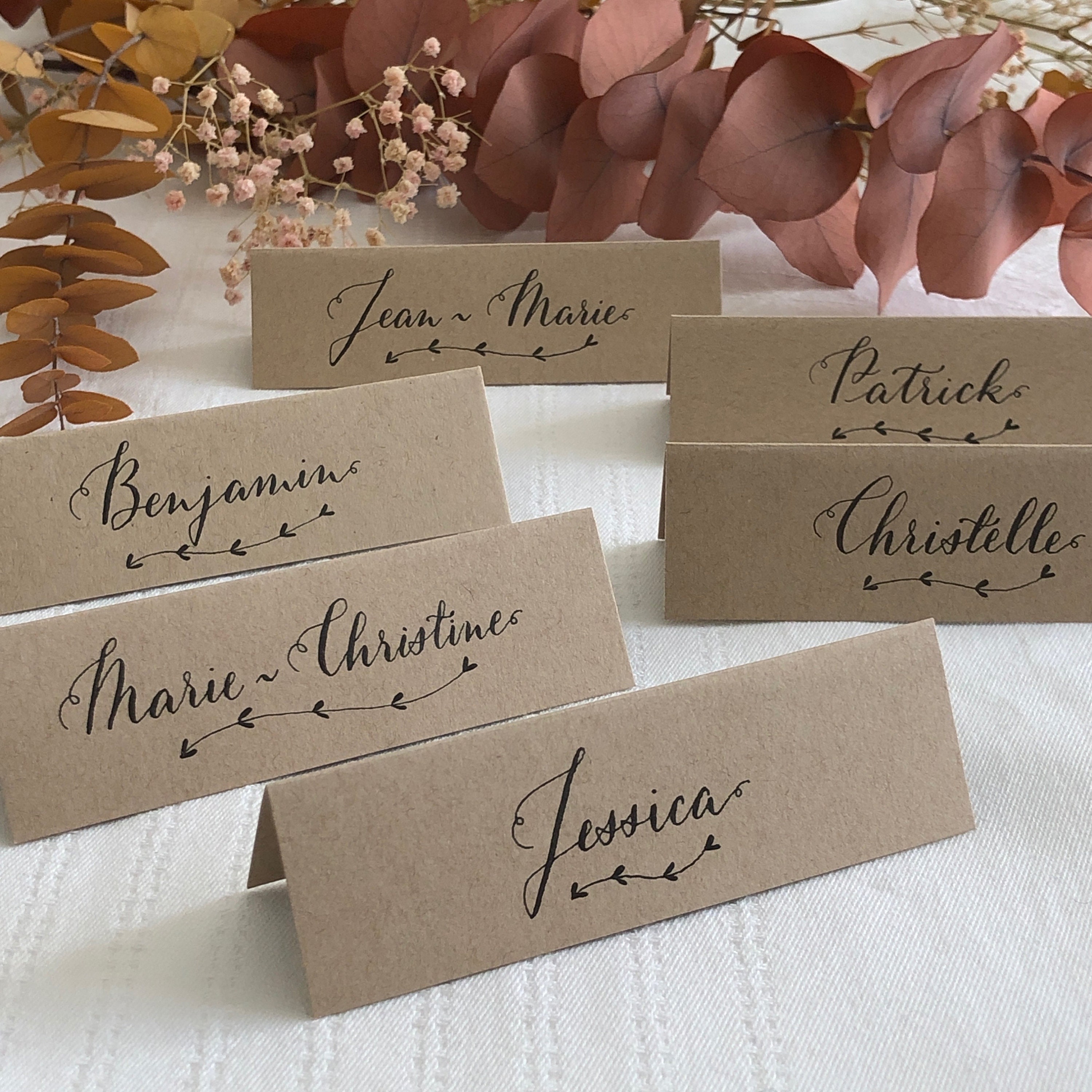 Handwritten Calligraphy Wedding Place Cards Wedding Name Etsy