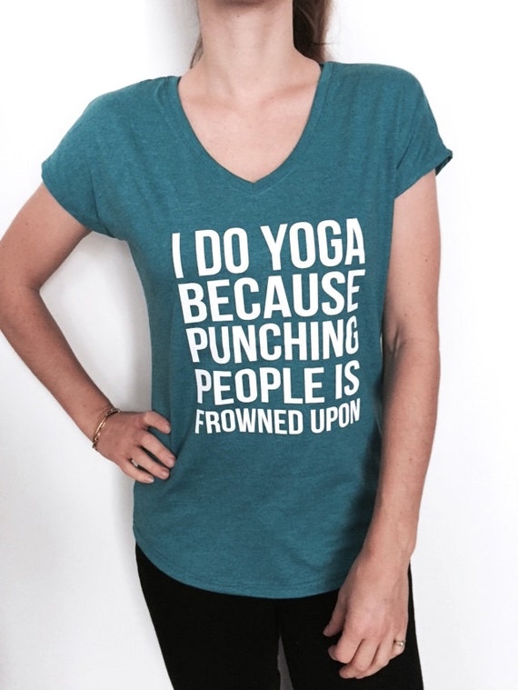 Ik doe yoga omdat Triblend dames v-hals T-shirt vrouwen mode grappige yogi  cadeau huidige grafische bovenkant schattige ponsen van mensen is afgekeurd  -  Nederland