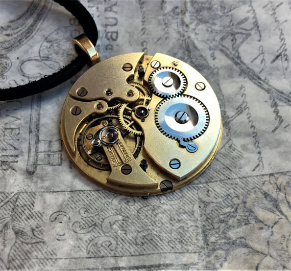 Men's Gold Steampunk Necklace, Steampunk Gold Wat… - image 5