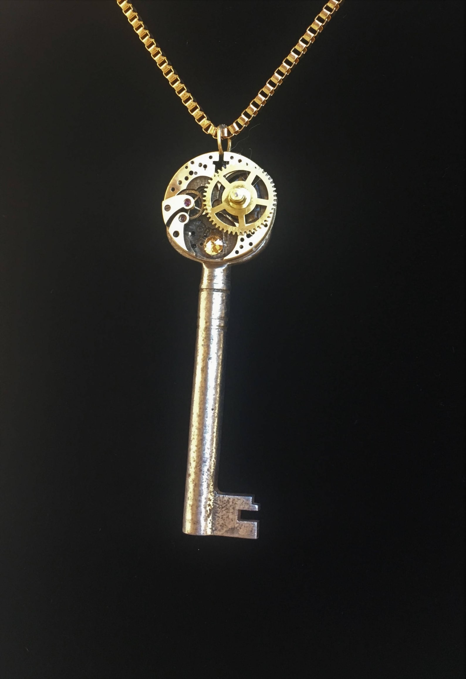 Men's Steampunk Skeleton Key Necklace Key Watch Necklace Etsy