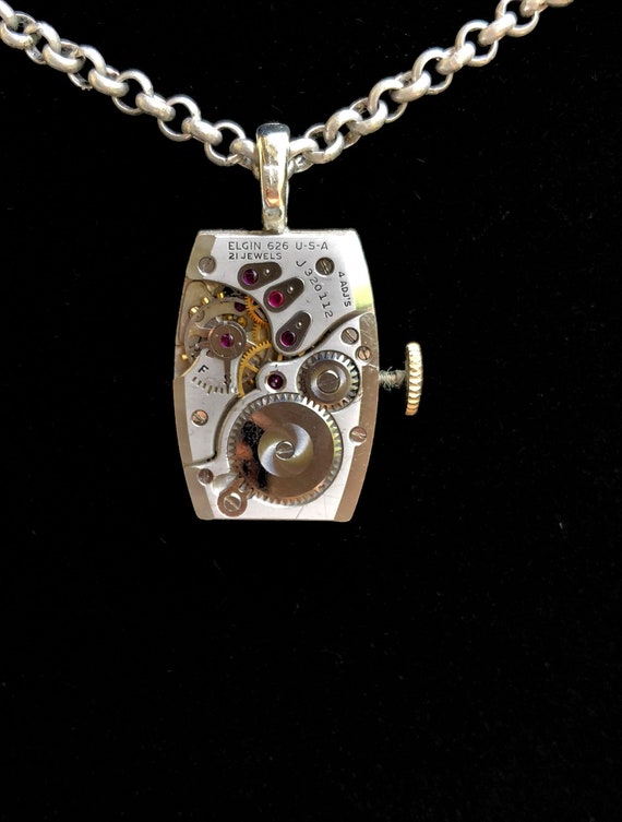 Silver Steampunk Necklace, CLASSY  Vintage Watch N