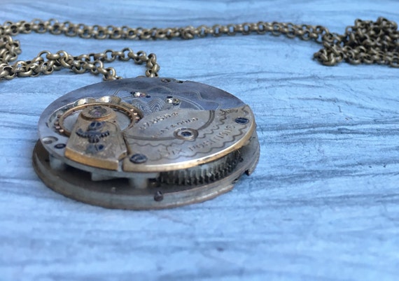 Steampunk Gold Men's Antique Watch Necklace, Stea… - image 2