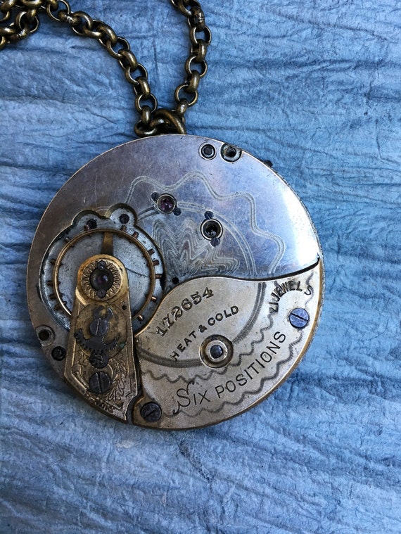 Steampunk Gold Men's Antique Watch Necklace, Stea… - image 3