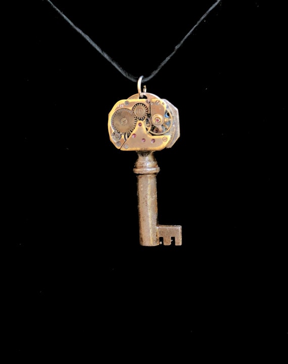 Steampunk Silver Skeleton Key, Steampunk  Small N… - image 3