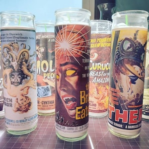 B Horror Movie Poster Prayer Candles