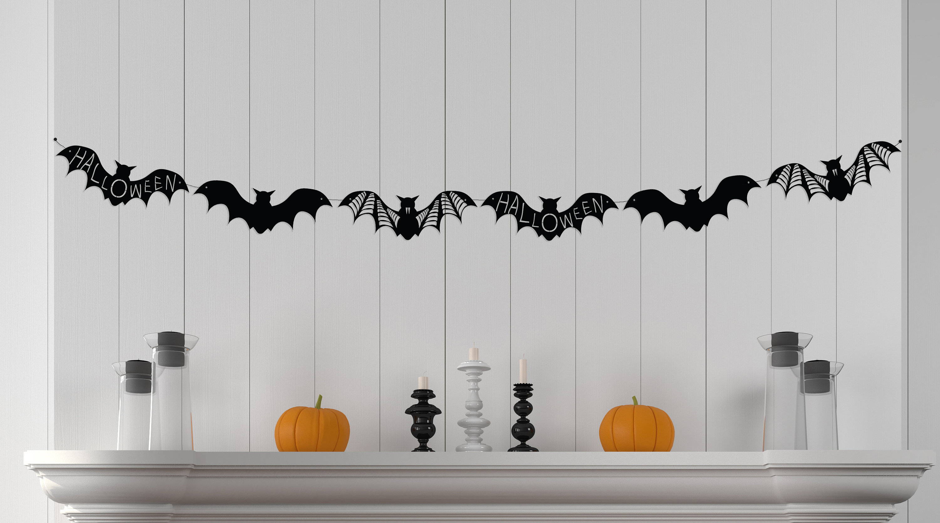 Halloween Bat Garland 6' Paper Cutouts Etsy