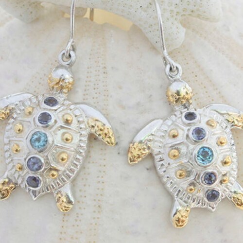 Sea Turtle Earrings Sterling Silver Etsy