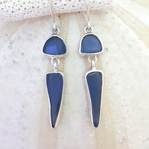 Cobalt Blue Sea Glass Earring Hand crafted in 925 Sterling Silver