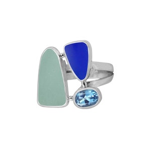 Sensational Sea Glass Ring with Blue Topaz