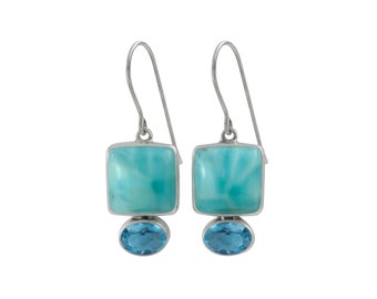 Luscious Larimar and Blue Topaz Earring