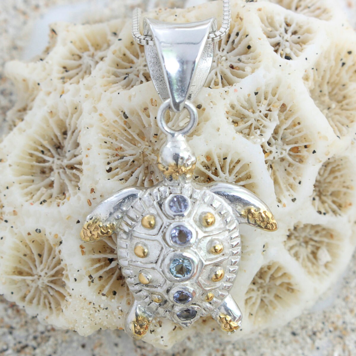 Pendentif Tortue En Argent 925 Avec Grenat - Fait Main - Collier Réglable