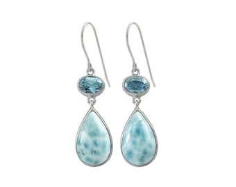 Gorgeous Larimar and blue Topaz Earrings