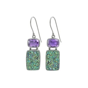 Stunning purple Green Druzy Earrings with dazzle and sparkle for any occasion!