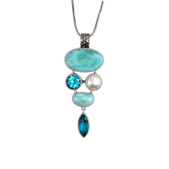 Stunning Larimar & Blue Topaz Pendant