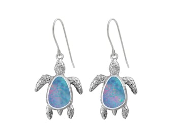 Shimmering Opal Sea Turtle Earrings