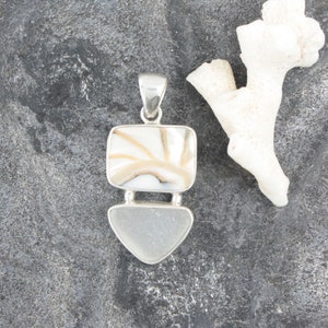 Sunrise Pendant! Nautilus Shell and Genuine White Seaglass Pendant depicts the rising of the sun