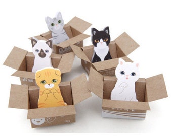 Kawaii Cat in a Box Sticky Notes/Cute Kitty Sticky Notes in Litter Box