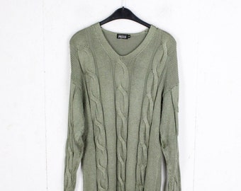 Vintage Sweater Female Size L khaki Zoit Pattern Knit