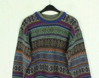Vintage sweater with wool size. M colorful crazy pattern knit