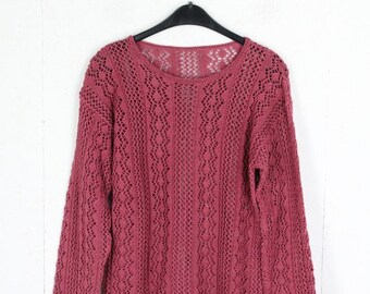 Vintage Sweater Female Size M red knit hole pattern