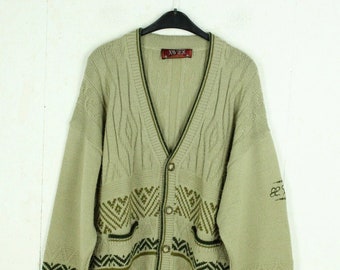 Vintage cardigan with wool size. M beige multicolor crazy pattern cardigan