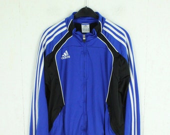 Vintage ADIDAS track jacket size M L blue black sportswear with logo stitching