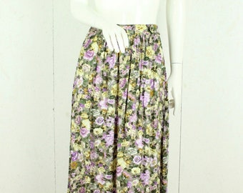 Vintage midi skirt size. S olive colorful floral high waist skirt