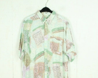 Vintage 90s shirt size L colorful Crazy Pattern short-sleeved