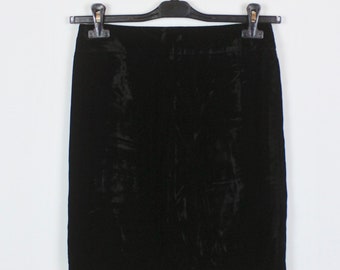 Vintage Armani Velvet Skirt, Size 36 (ital. 42), 90s, Velvet Skirt, Armani, vintage clothing, black (18/11/104)
