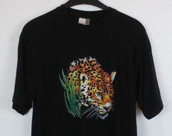 Vintage T-shirt, vintage animal shirt, 90s clothing, animal print, jaguar print