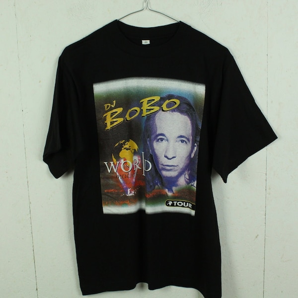 Vintage DJ BOBO T-Shirt Gr. S schwarz Bandshirt Merchandise mit Backprint