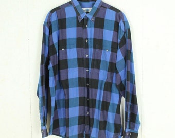 Vintage flannel shirt size XL blue multi-colored checked flannel