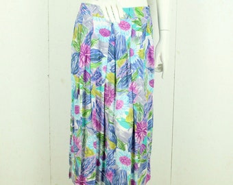 Vintage midi skirt size. XL pastel colorful floral high waist skirt