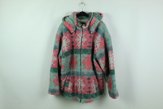 Vintage 90s crazy pattern fleece jacket, Size L, 9