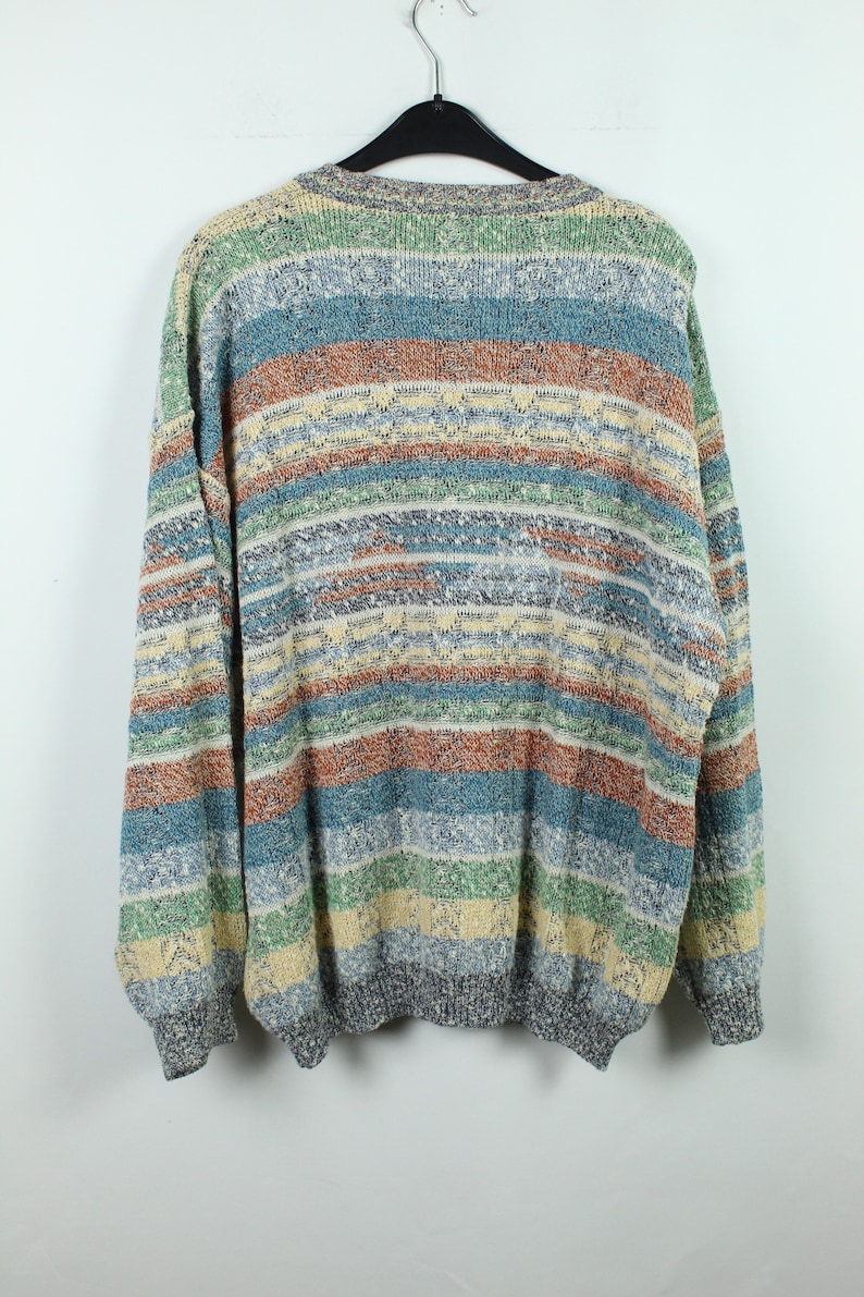 90s Fashion patterned Size L Vintage Knitwear 80s KK12080 90s Clothing Vintage Cardigan 90s