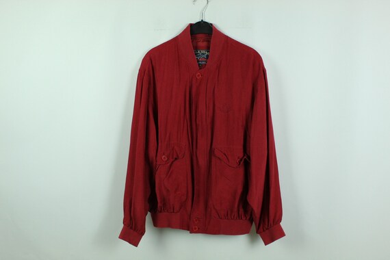 Vintage silk blouson 90s, Size L, silk bomber, 90s