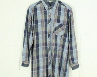 Vintage flannel shirt size L blue multi-colored checked flannel