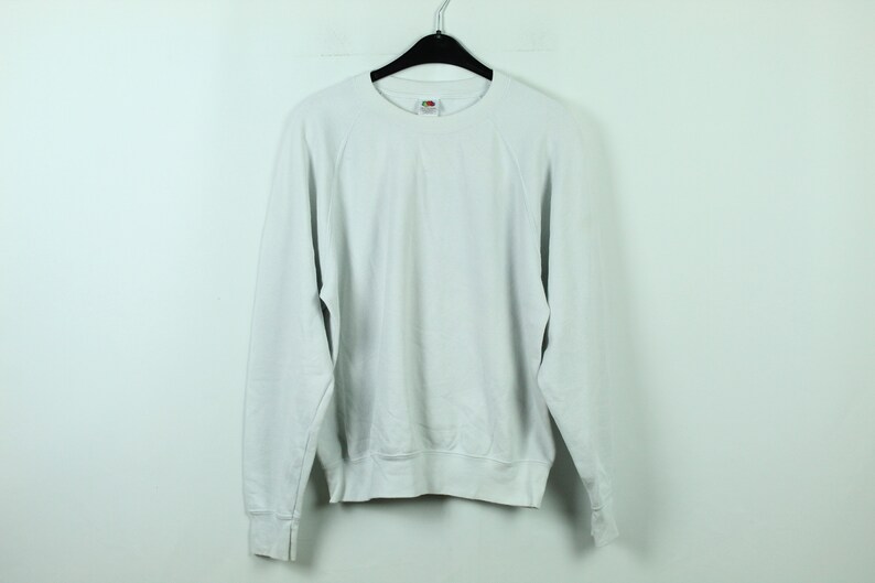 KK2010110 90s Clothing white 90s sweater Vintage 90s plain Sweatshirt Size M