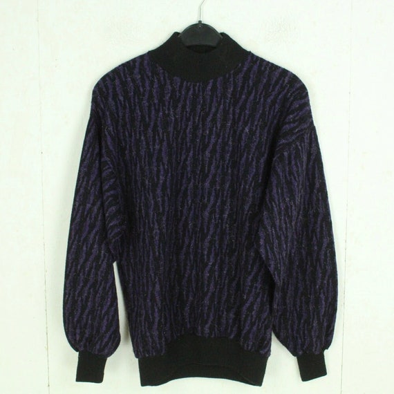 Vintage Pullover Gr. L schwarz und lila Crazy Pat… - image 1
