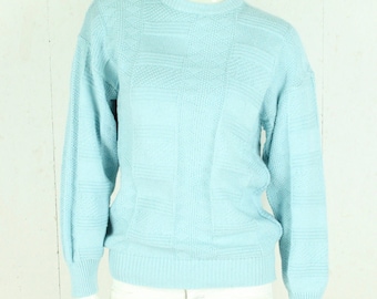 Vintage sweater female size M blue plain knit