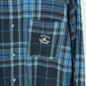 Taille de chemise en flanelle vintage Flanelle à carreaux bleu blanc L image 3