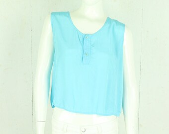 Vintage blouse size M blue plain top