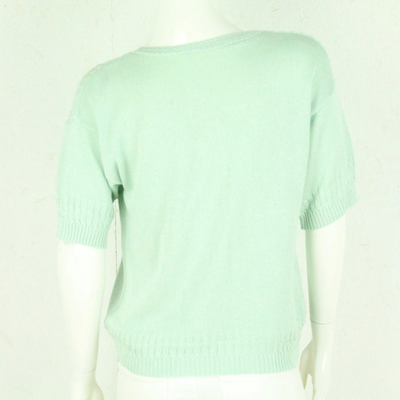 Vintage Sweater Female size M mint cable pattern short sleeve knit image 5